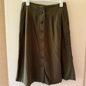 Madewell Khaki Button-Down Midi Skirt